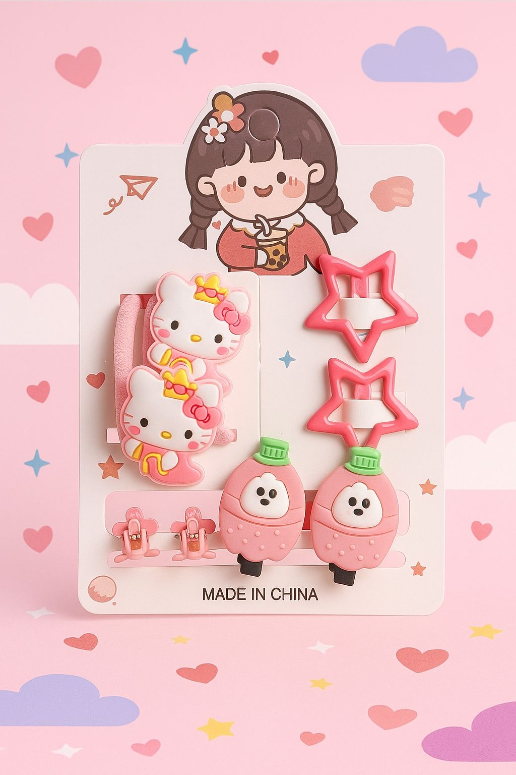 Whimsical Rainbow Dreams Hair Clips and Bands Set