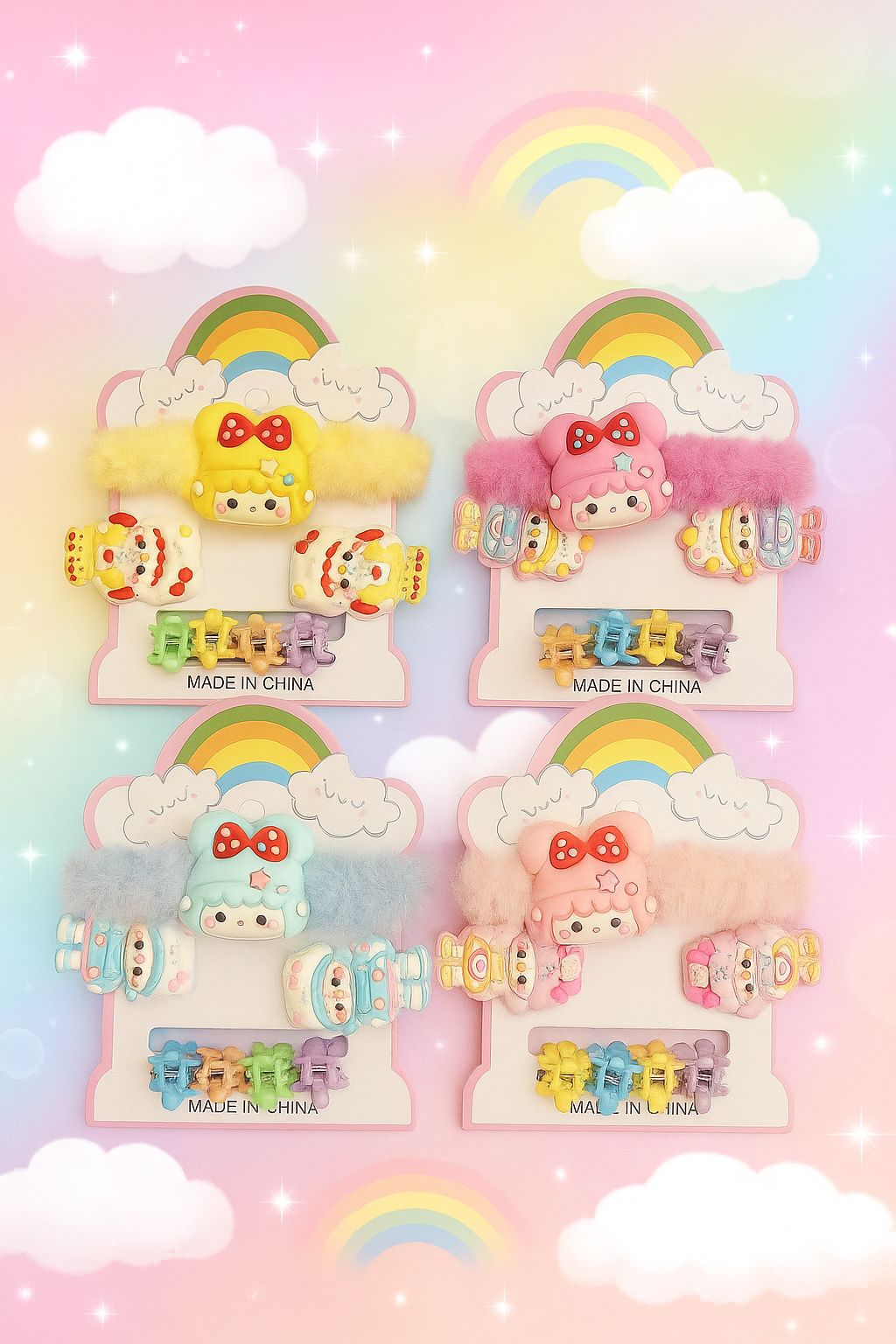 Stylish and Colorful Hair Bows with Sparkle Clips for Kids