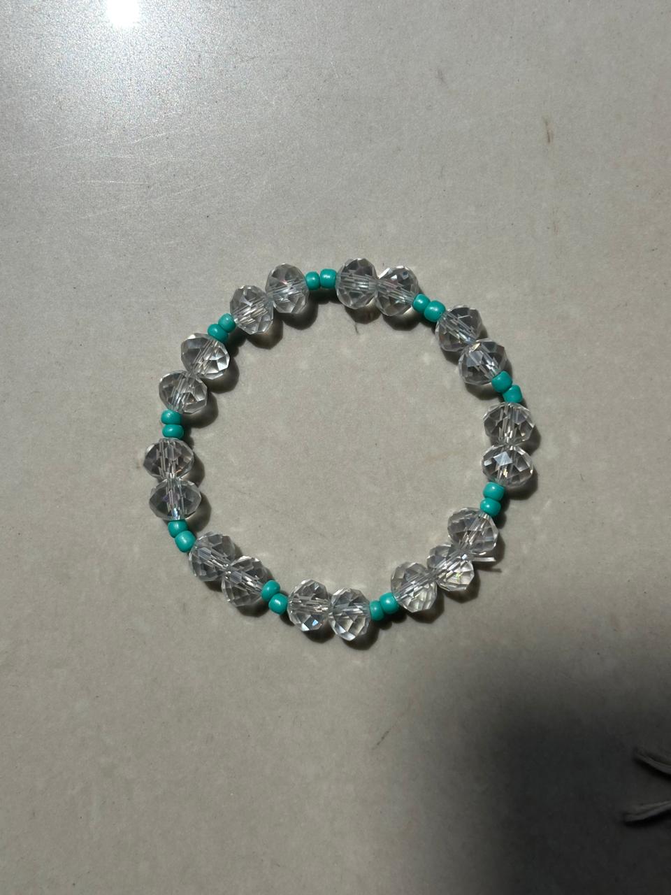 " Pack of two Blush & Breeze Charm Bracelets – Pink and Feroze Beaded Elegance"