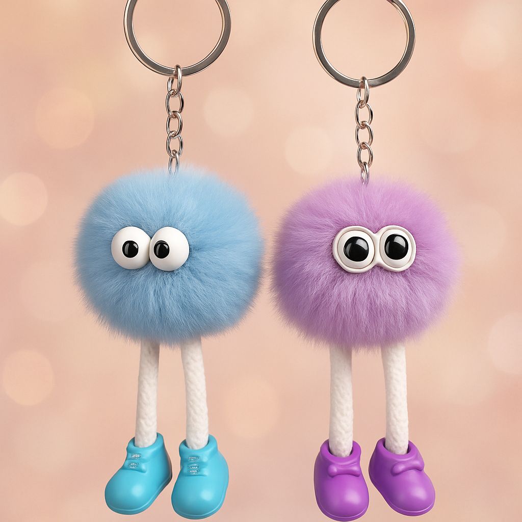 "Premium Soft Plush Fur Keychain with Cute Fluffy Pom Pom Charm, Stylish Accessory for Bags, Purses, and Keys – Perfect Gift for Women and Girls"