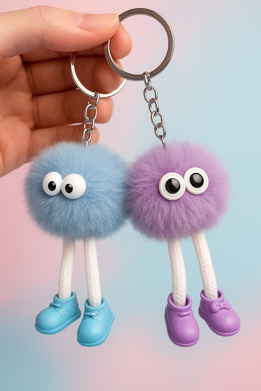 "Premium Soft Plush Fur Keychain with Cute Fluffy Pom Pom Charm, Stylish Accessory for Bags, Purses, and Keys – Perfect Gift for Women and Girls"