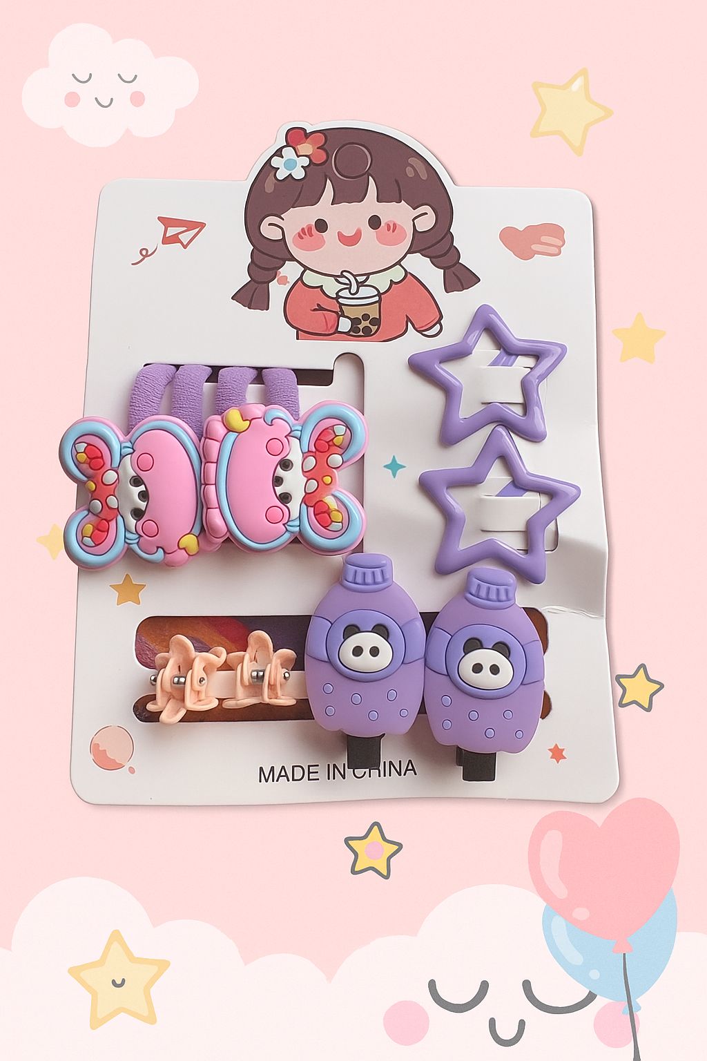 Whimsical Rainbow Dreams Hair Clips and Bands Set