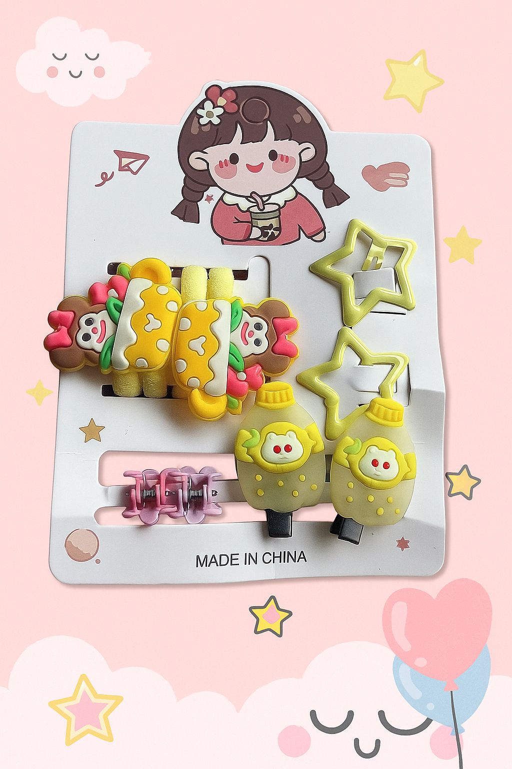 Whimsical Rainbow Dreams Hair Clips and Bands Set