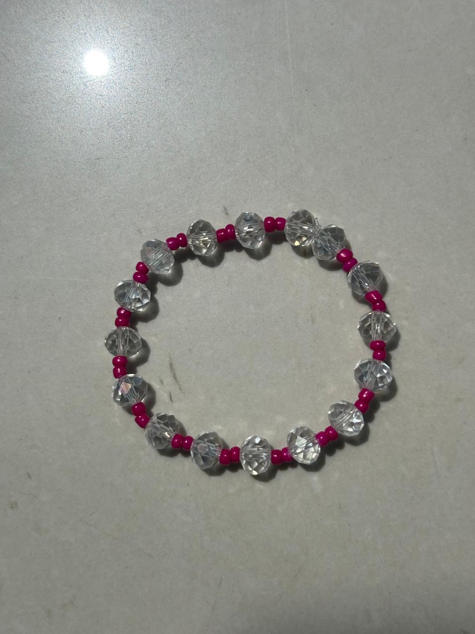 " Pack of two Blush & Breeze Charm Bracelets – Pink and Feroze Beaded Elegance"